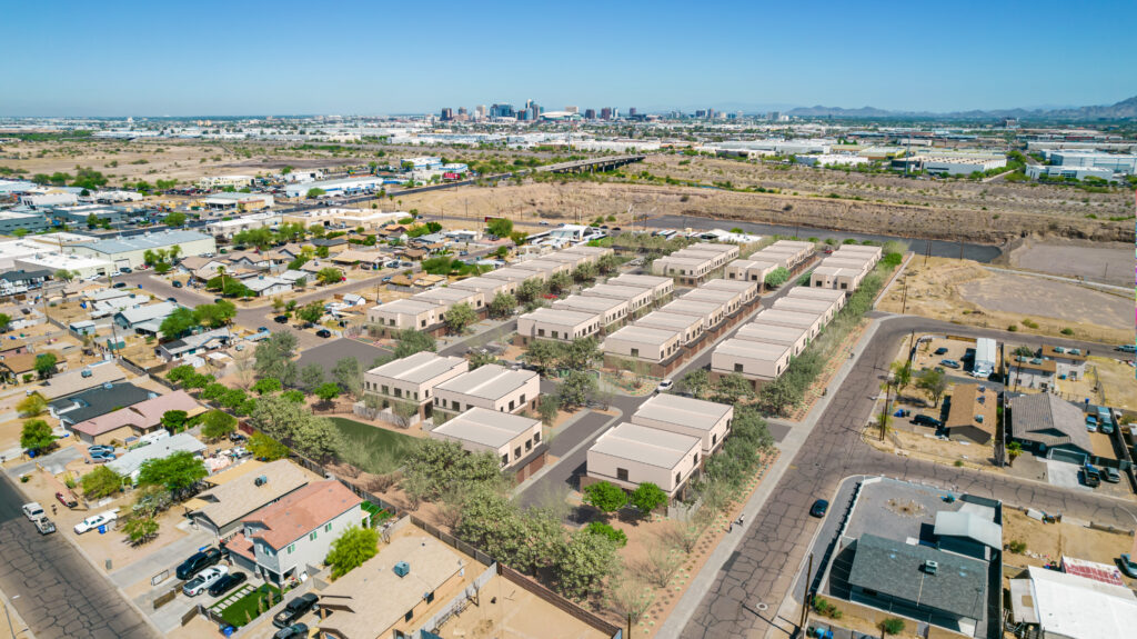 An aerial view of a residential neighborhood in Phoenix.