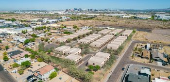 An aerial view of a residential neighborhood in phoenix, arizona.